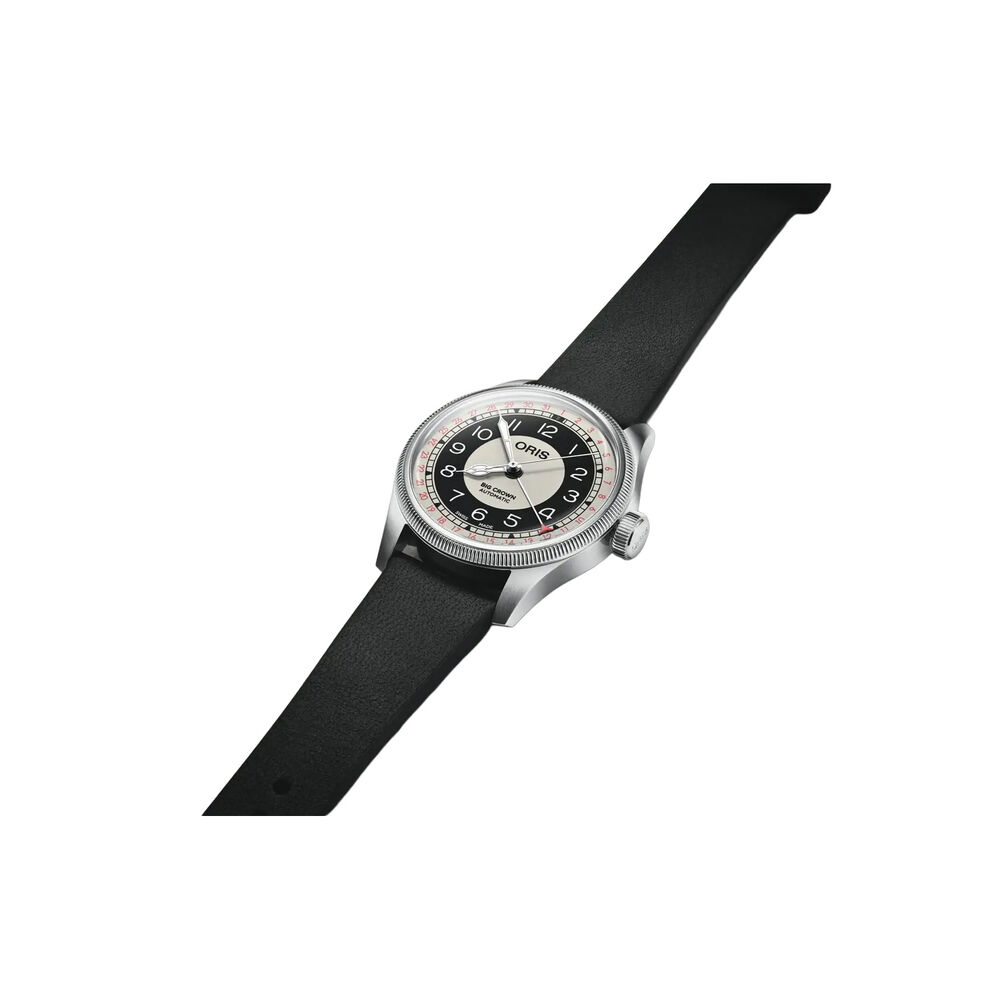 Oris Big Crown Bullseye 38mm Dial Black Leather Strap Watch