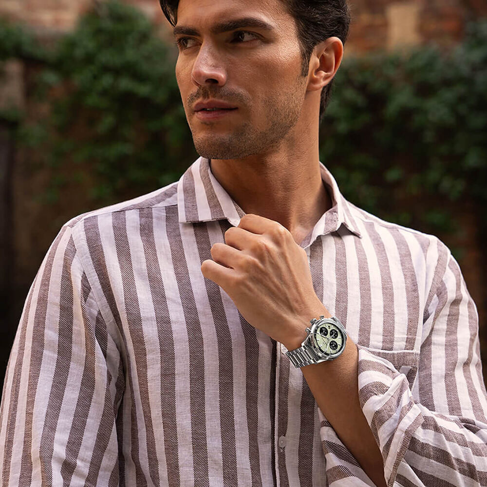 NORQAIN Freedom 60 Chronograph 40mm Pistachio Dial Stainless Steel Bracelet Watch image number 3