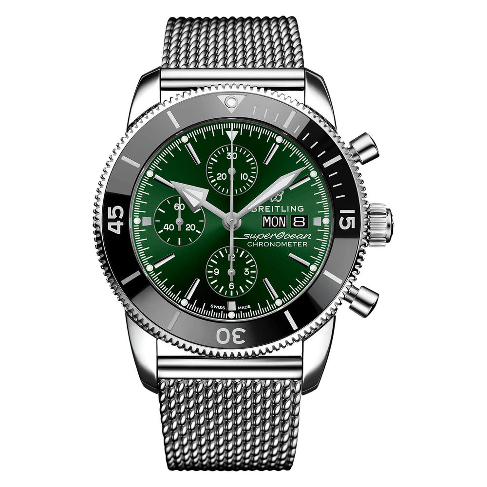 Breitling Superocean Heritage Chronograph 44mm Green Dial Steel Bracelet Watch image number 0