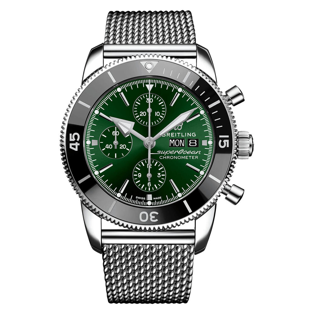 Breitling Superocean Heritage Chronograph 44mm Green Dial Steel Bracelet Watch