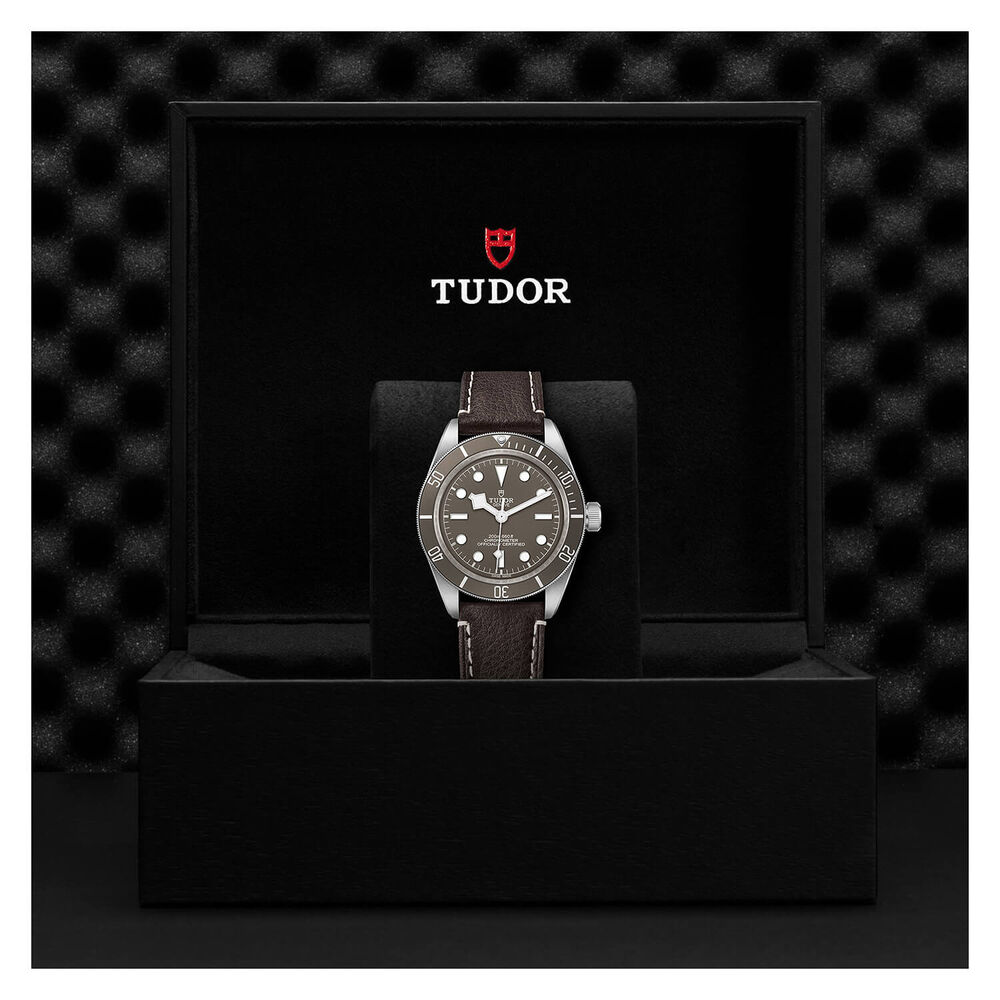TUDOR Bay Fifty-Eight 39mm Grey Dial Silver Case Brown Leather Strap Watch image number 3