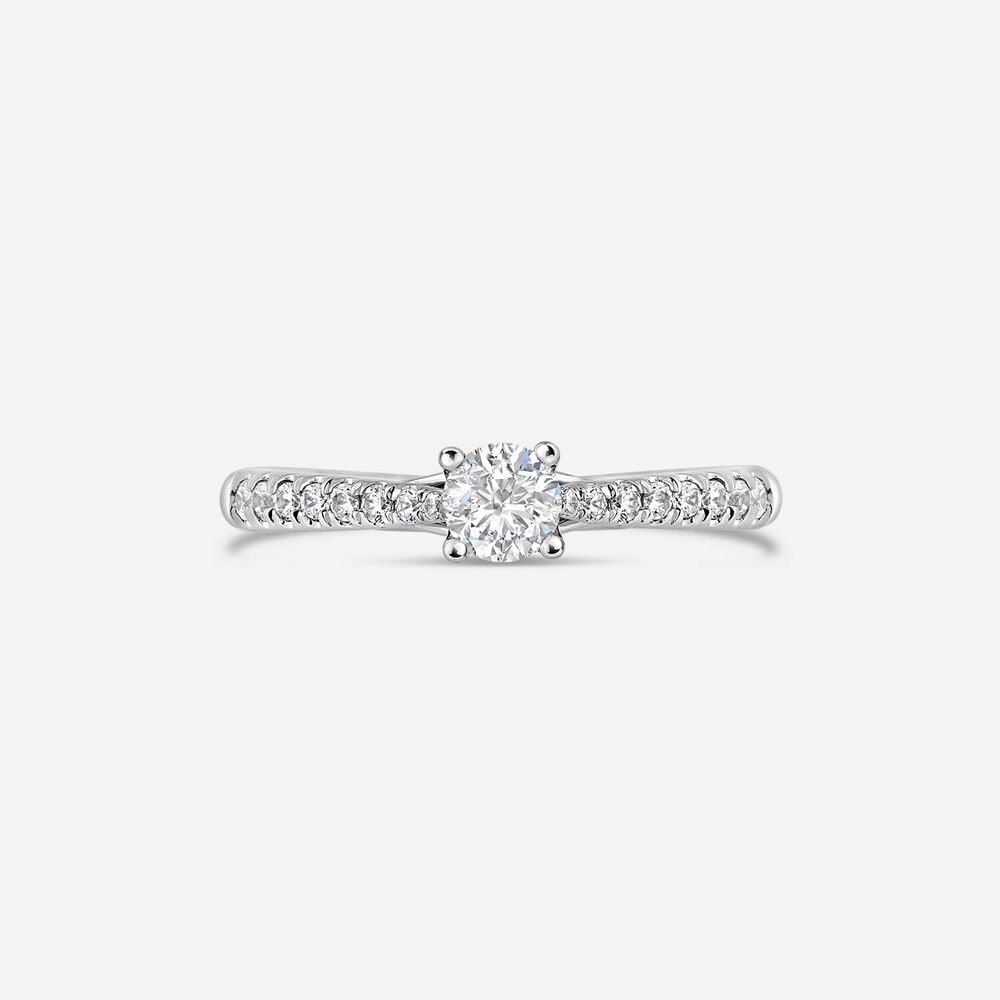 18ct White Gold Orchid Setting With 0.50 Carat Diamond Set Shoulders Ring