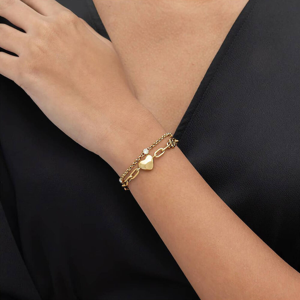 BOSS Amara Gold Tone Ion Plated Stainless Steel Crystal Bracelet