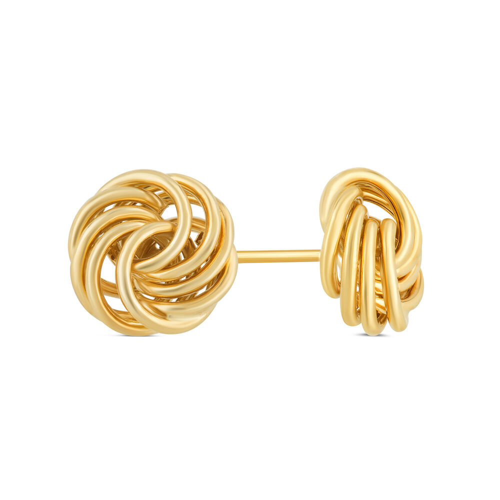 9ct Yellow Gold Multi Circle Knot Stud Earrings image number 2