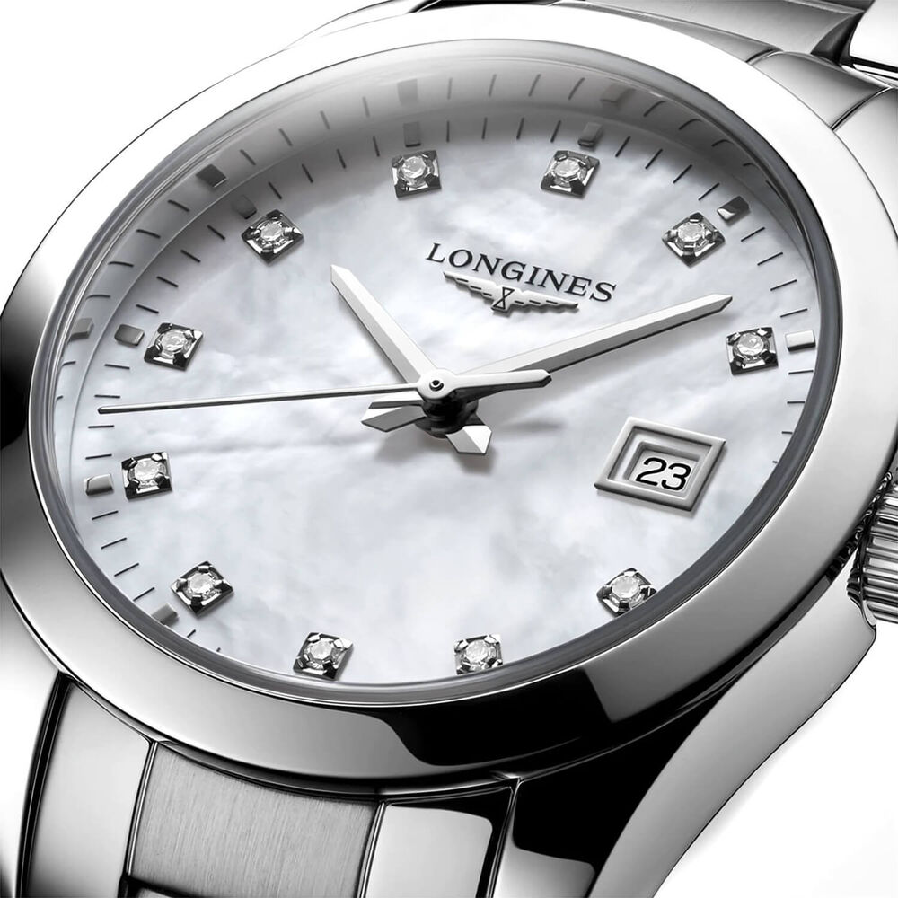 Longines Performance Conquest Classic 30mm Mother of Pearl Steel Watch image number 2