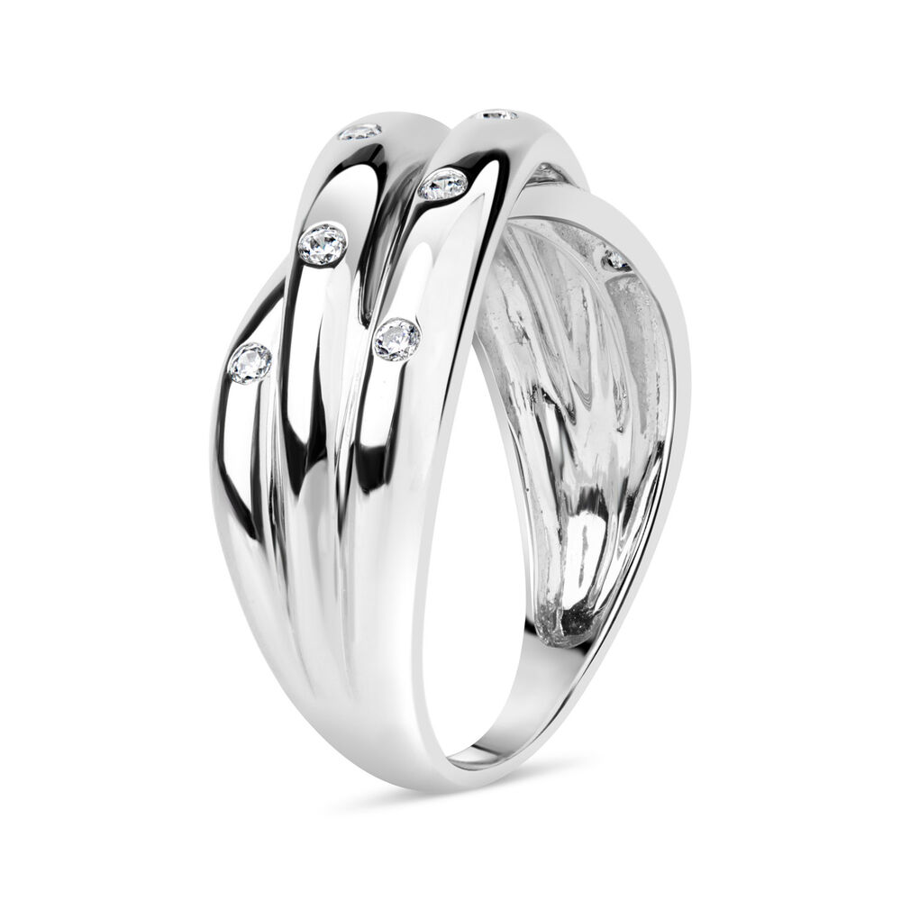 9ct White Gold 0.13ct Diamond Crossover Ladies Ring image number 8