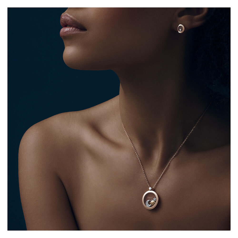 Chopard Happy Sun Moon & Stars 18ct Rose Gold 0.16ct Diamond Necklace image number 3