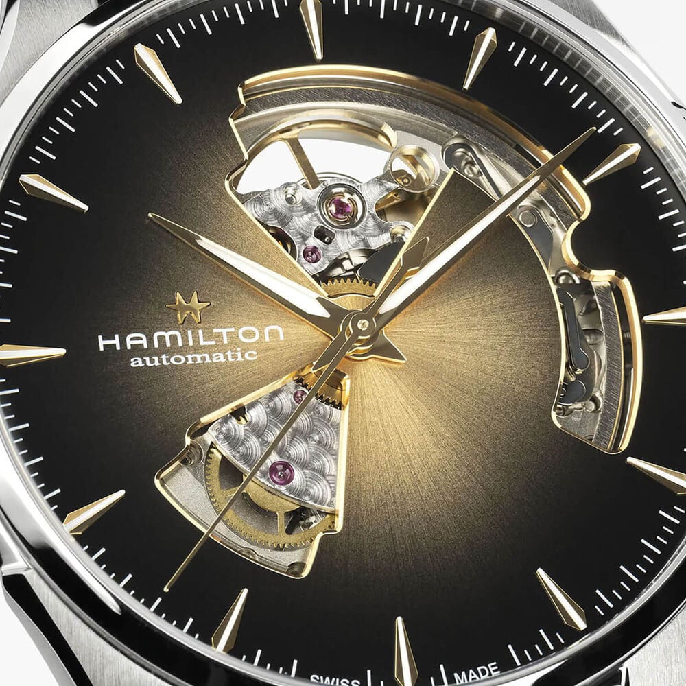 Hamilton Jazzmaster Open Heart 40mm Sunray Gold Dial Brown Leather Strap Watch