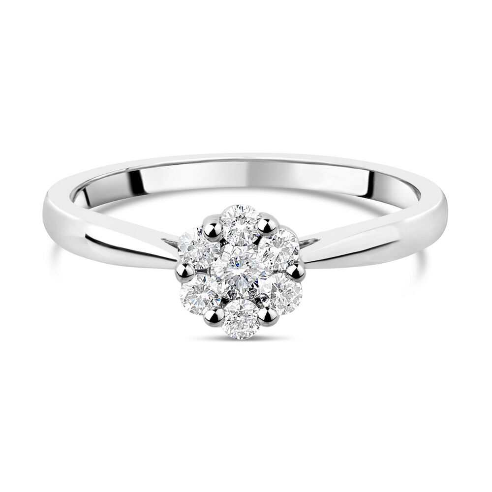 Platinum 0.25ct Diamond Flower Cluster Ring image number 9