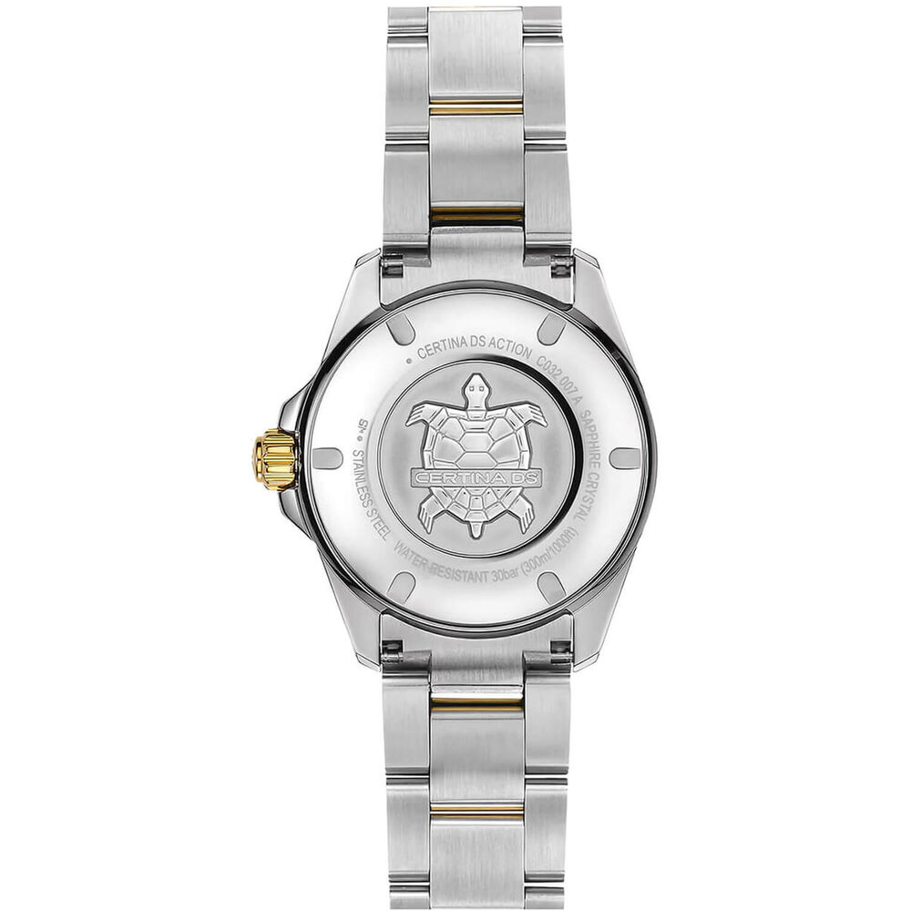 Certina DS Action Powermatic 80 34.5mm Black Mother of Pearl Dial Two Tone Steel Bracelet Watch image number 2