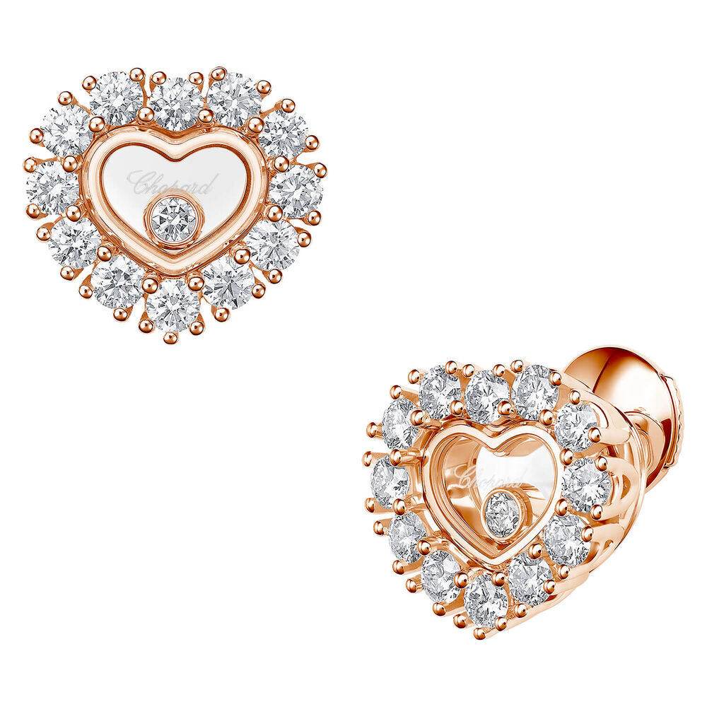Chopard Happy Diamonds 18ct Rose Gold 1.23ct Diamond Heart Stud Earrings image number 3