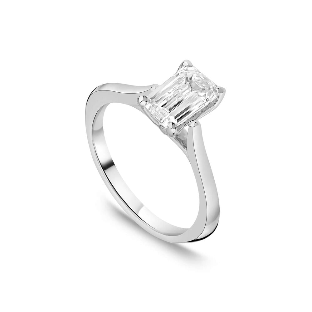 Born Platinum 1.70ct Lab Grown Emerald Cut Diamond Ring image number 0