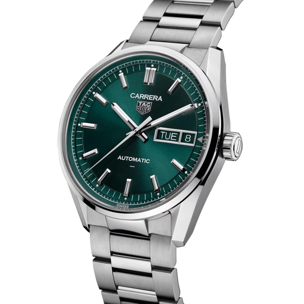 TAG Heuer Carrera Day-Date 41mm Green Dial Steel Bracelet Watch