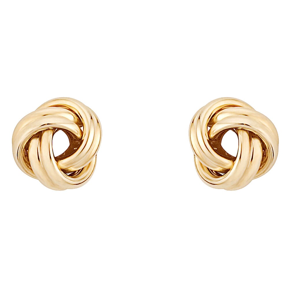 9ct gold knot stud earrings image number 0