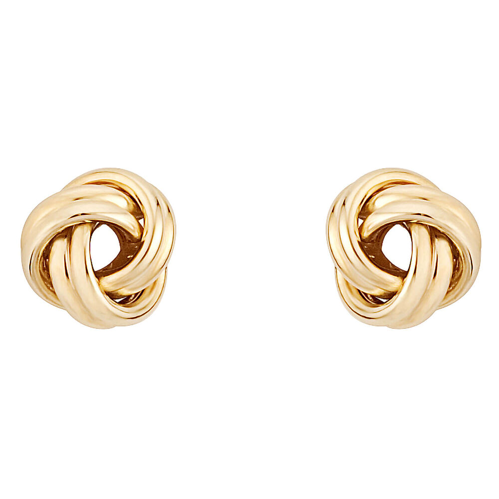 9ct gold knot stud earrings image number 0