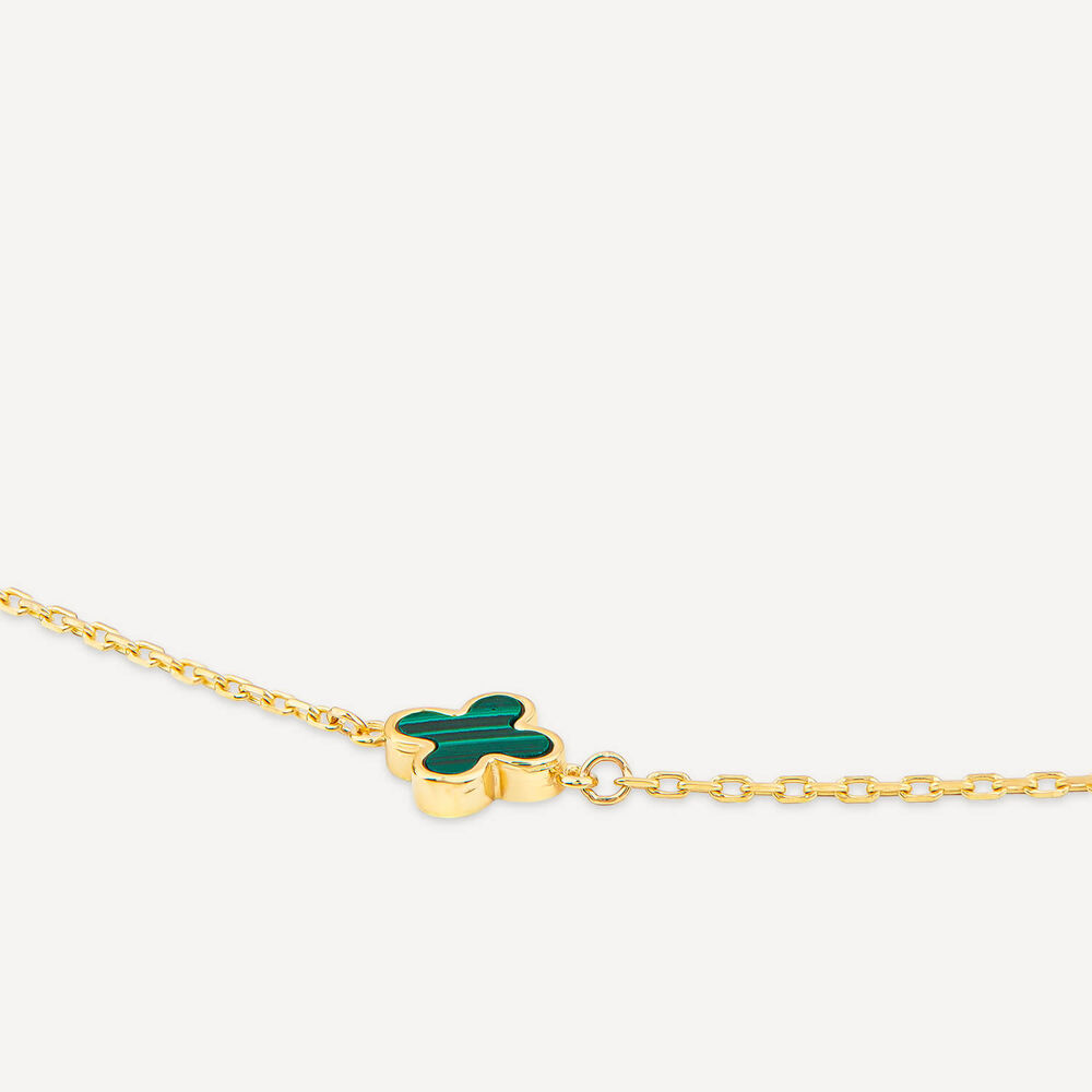 9ct Yellow Gold Malachite Petal Bracelet image number 2