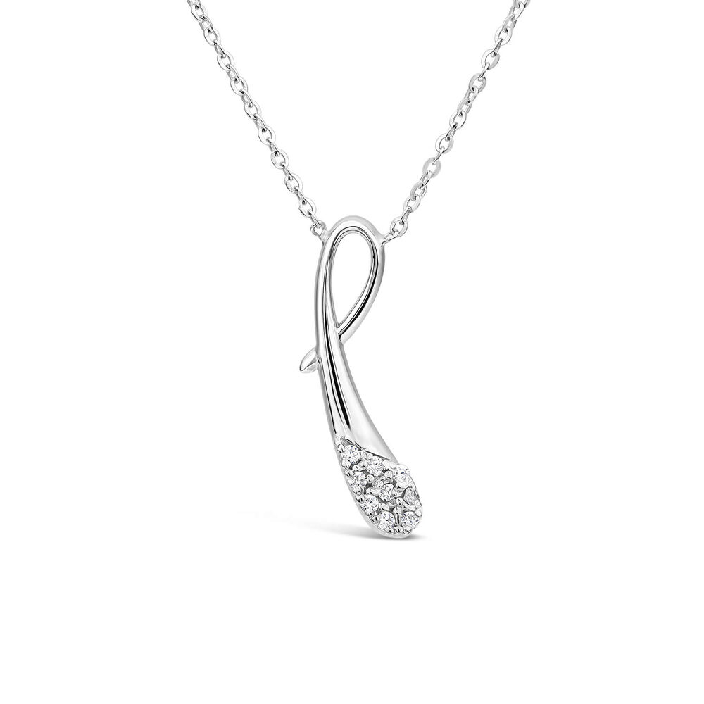 9ct White Gold Cubic Zirconia Ribbon Shaped Pendant image number 0