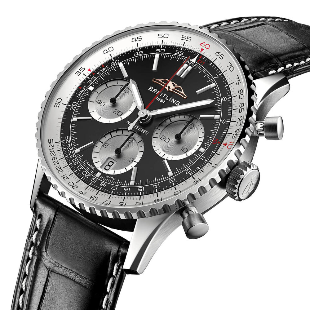 Breitling Navitimer B01 Chronograph 41mm Black Dial Leather Strap Watch image number 1