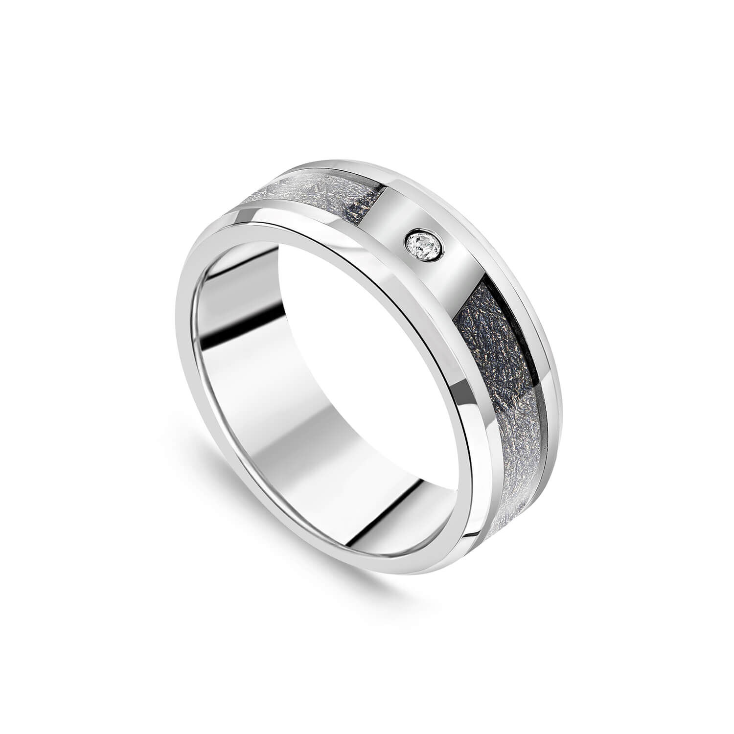Tungsten Black Inset Cubic Zirconia Polished 8mm Men s Ring