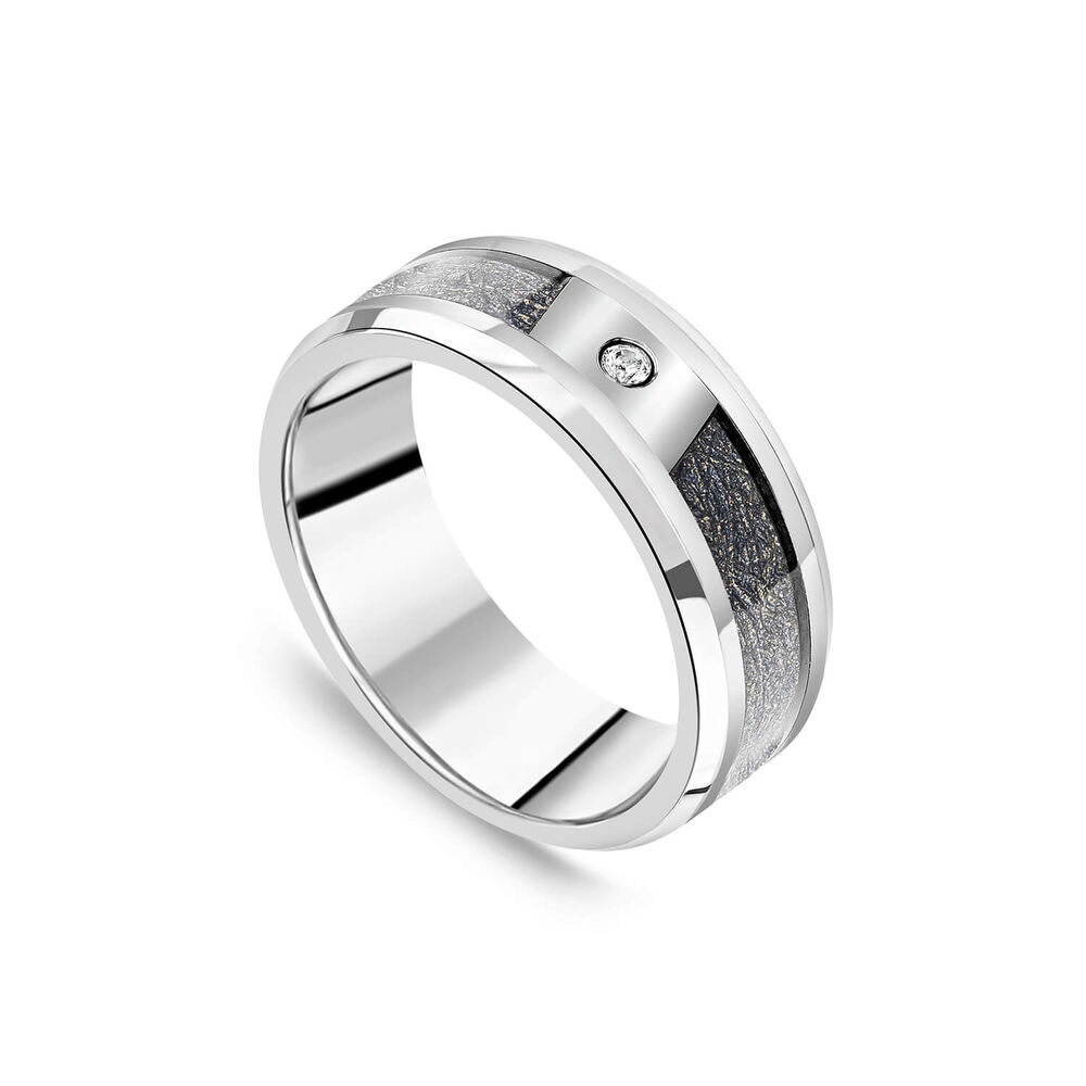 Tungsten Black Inset Cubic Zirconia Polished 8mm Men's Ring image number 0