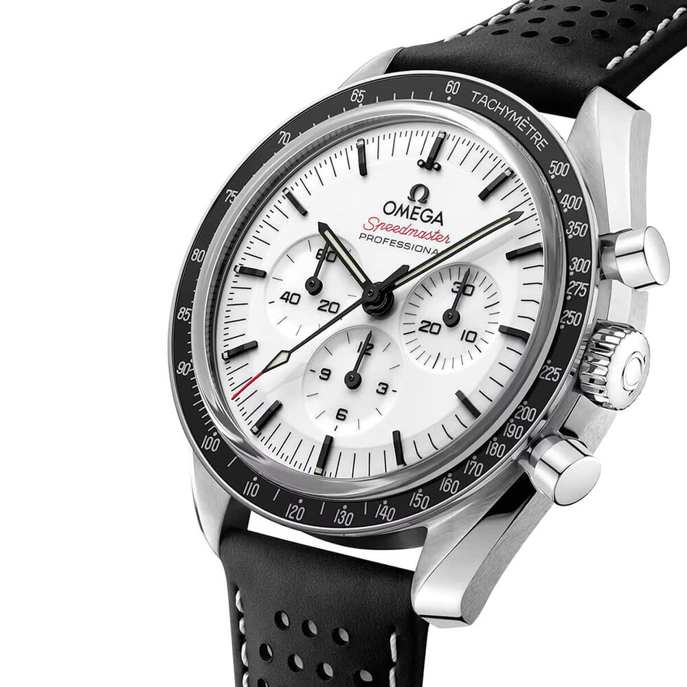 OMEGA Speedmaster Moonwatch Professional 42mm White Dial Black Leather Strap Watch