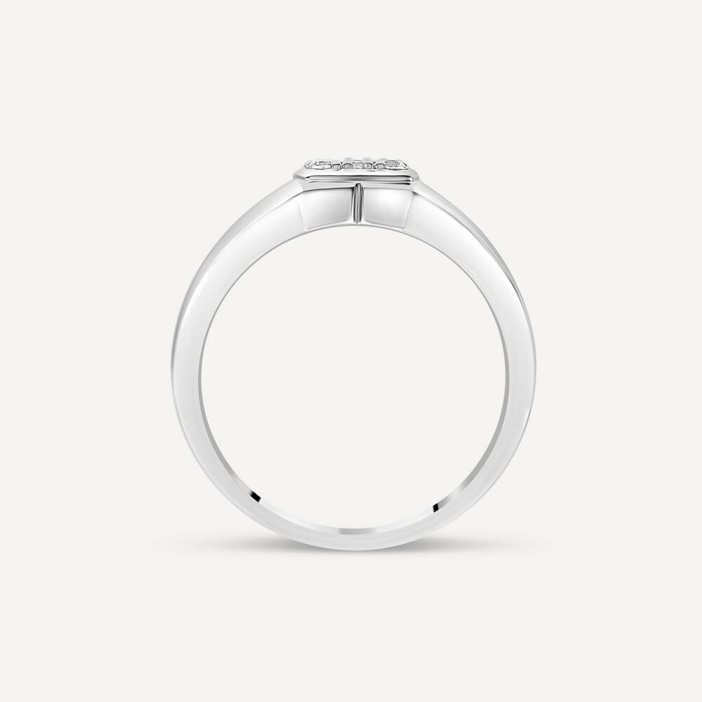Sterling Silver Cubic Zirconia Set Signet Ring image number 3