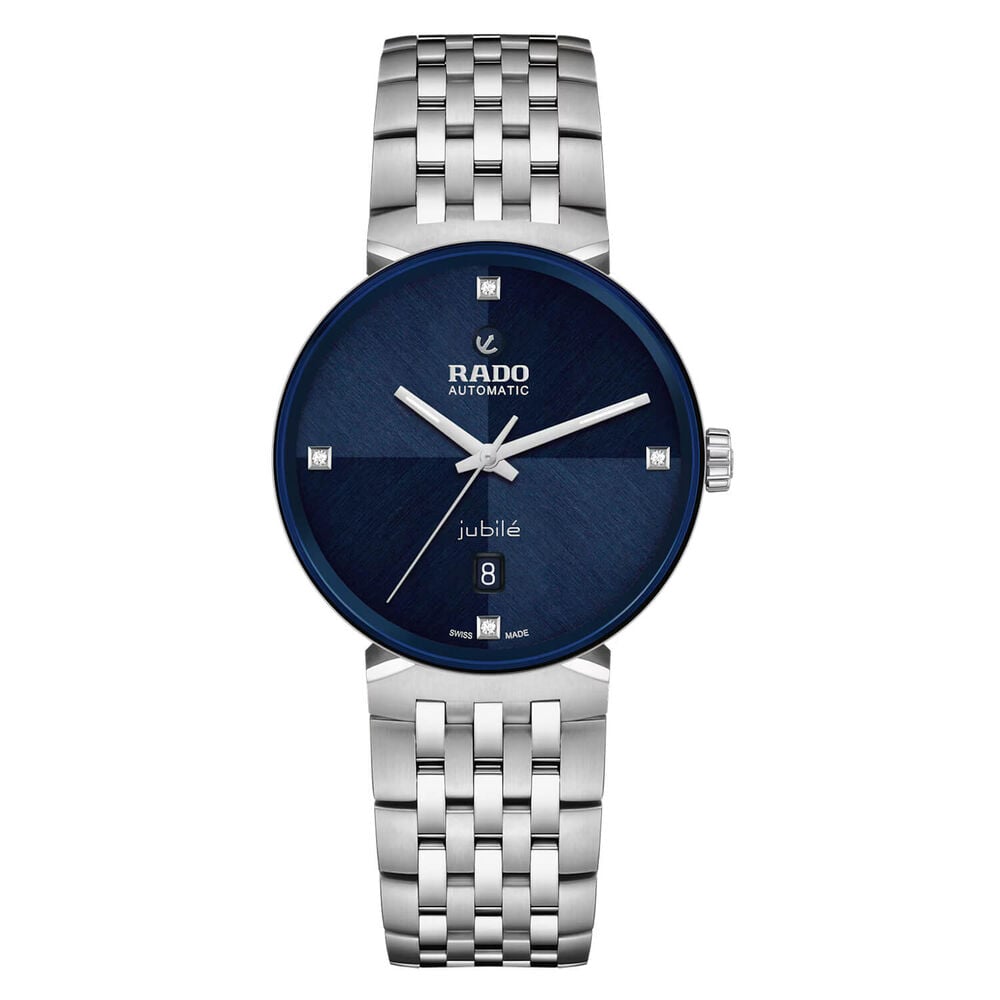 Rado Florence Automatic 39mm Blue Dial Diamond Dots Steel Bracelet Watch image number 0