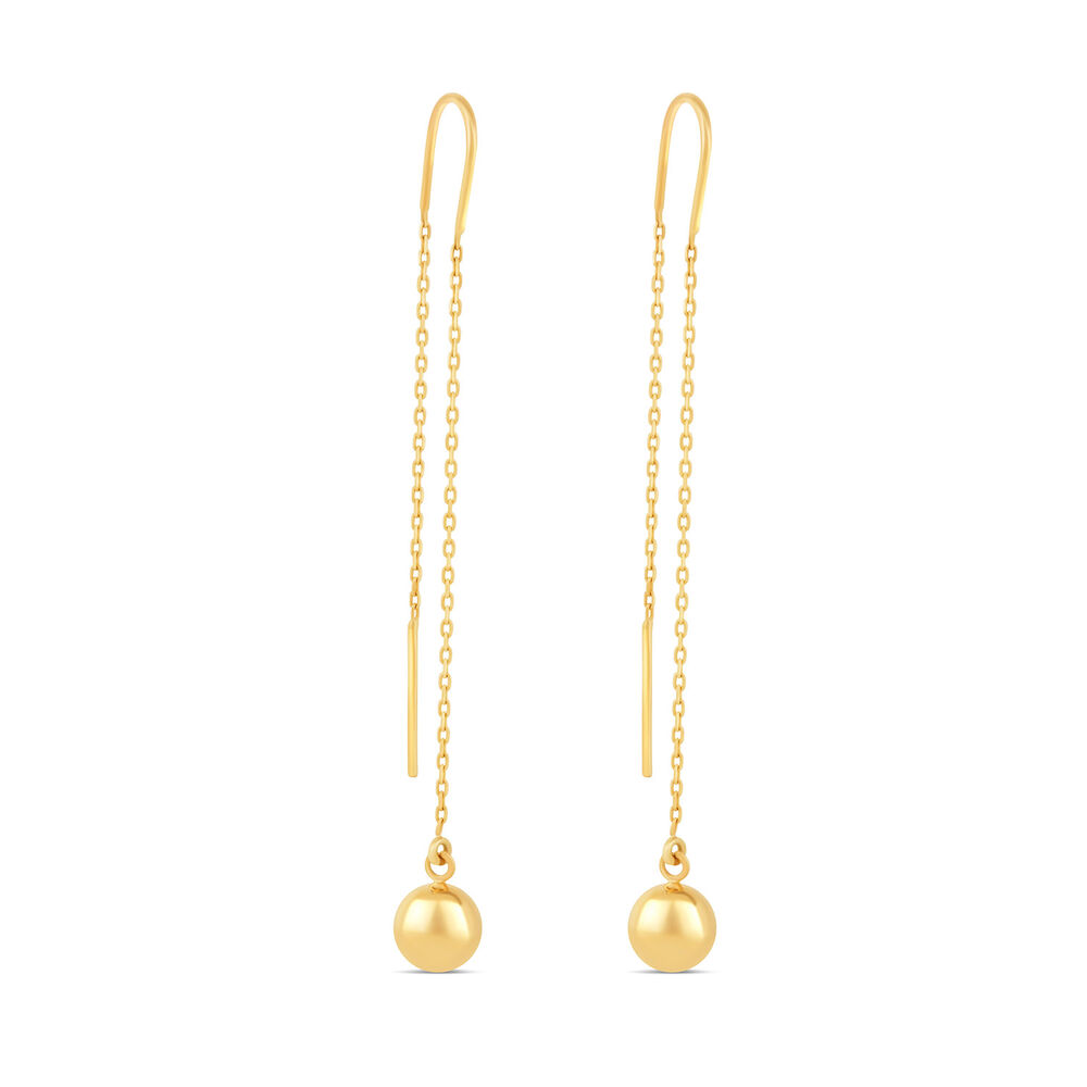 9ct Yellow Gold Ball Pull Through Drop Earrings