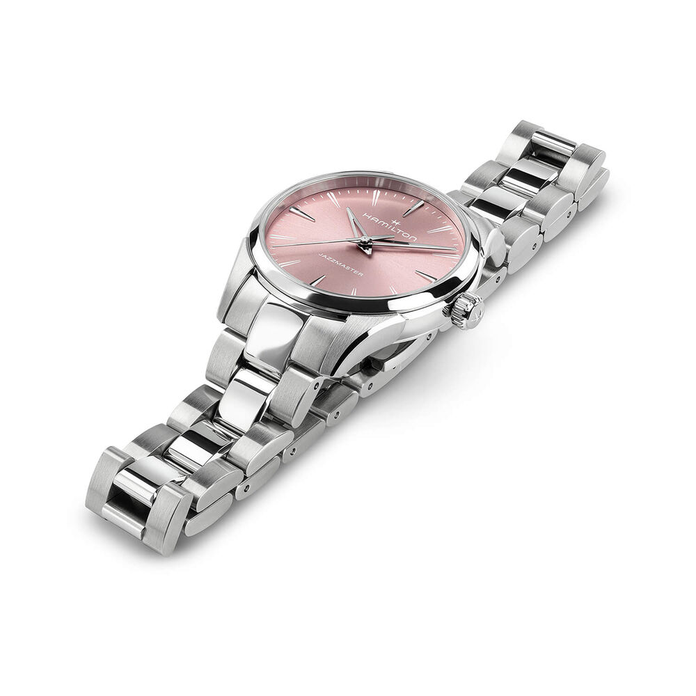Hamilton Jazzmaster Quartz 32mm Pink Dial Steel Bracelet Watch