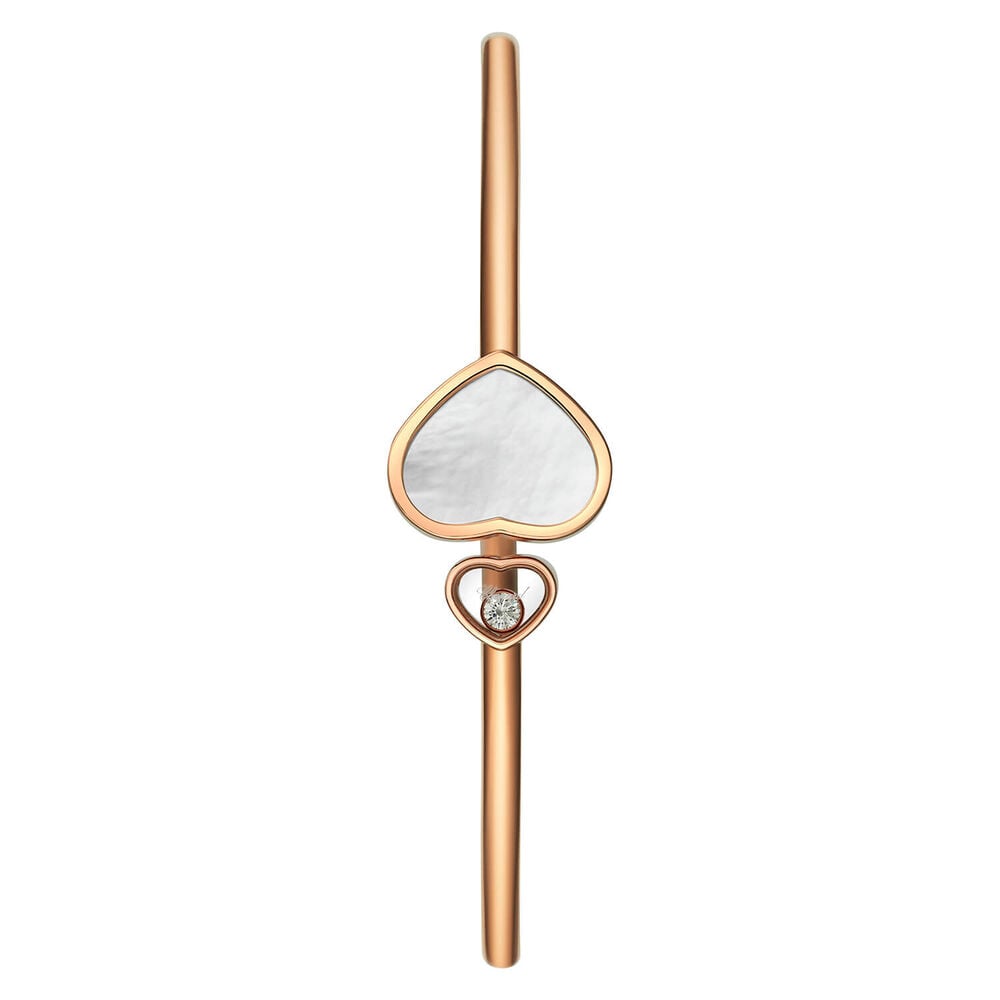 Chopard 18ct Rose Gold Pearl Happy Heart Diamond Bangle image number 1