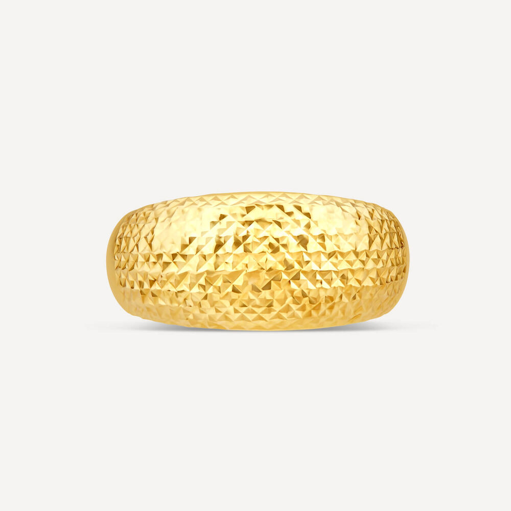 9ct Yellow Gold Diamond Cut Domed Band Ring