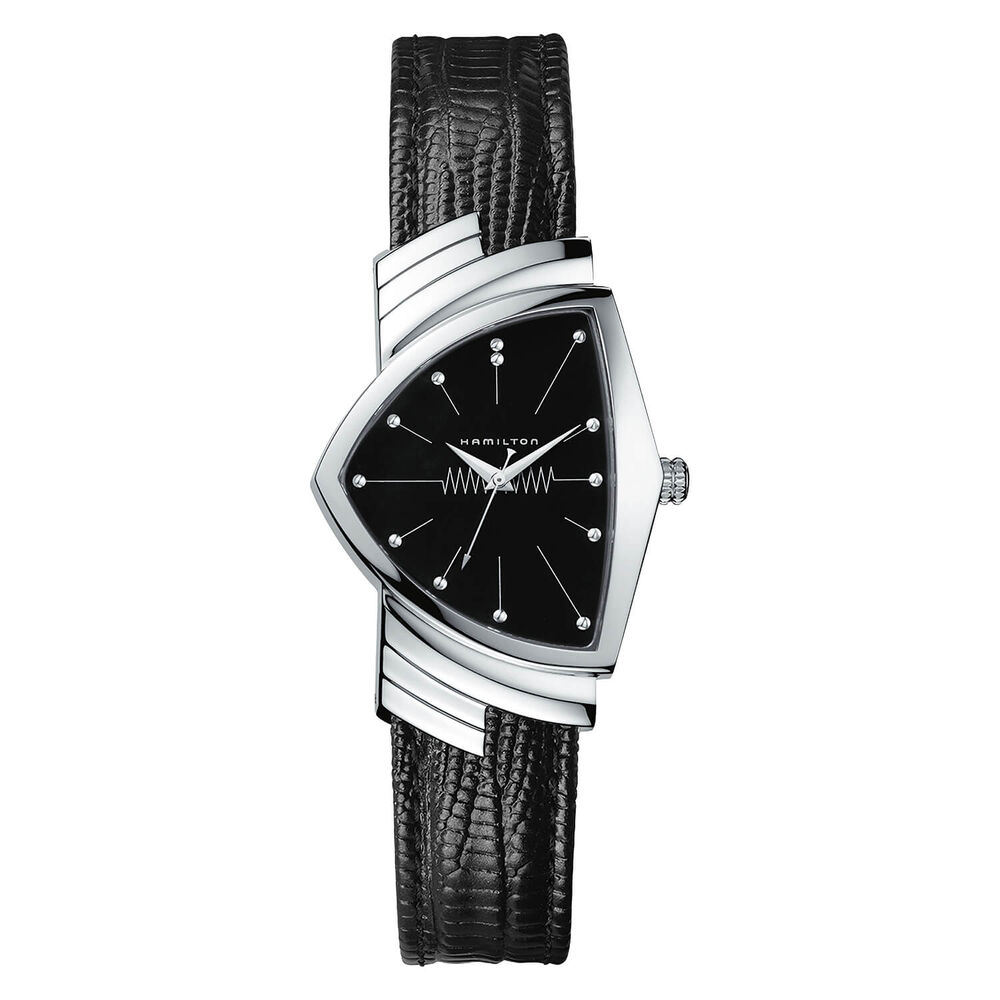 Hamilton Ventura Quartz 32mm Black Dial Steel Case Black Strap Watch