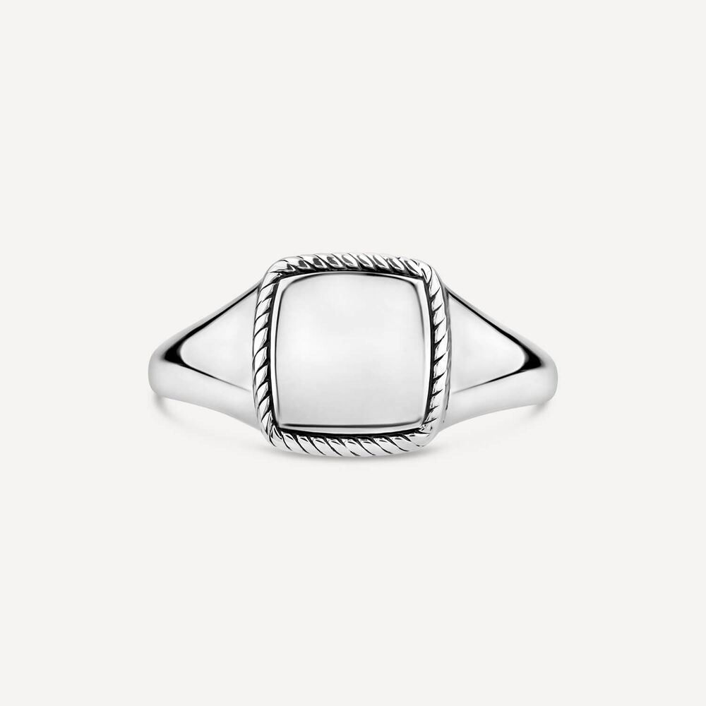 Sterling Silver Square Rope Edge Signet Ring