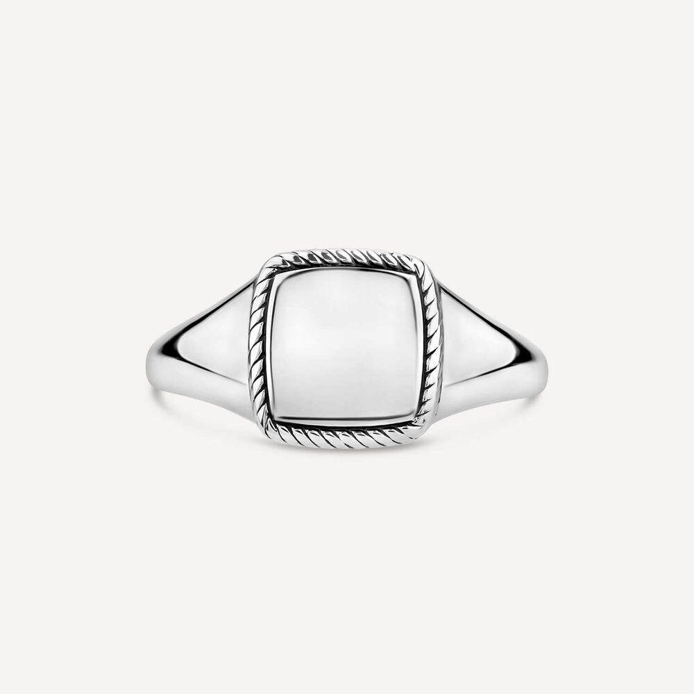 Sterling Silver Square Rope Edge Signet Ring image number 1