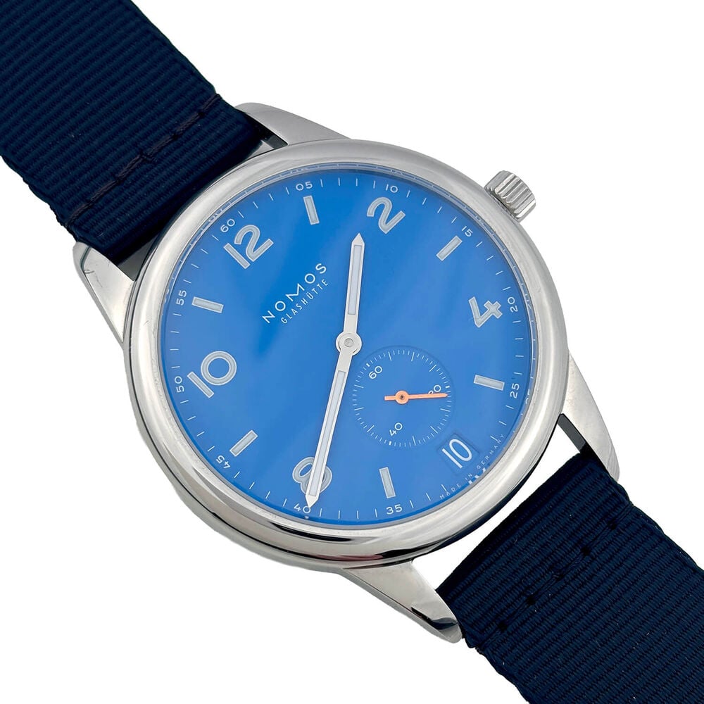 Pre-Owned NOMOS Club Automatic Date Siren Mens Blue-Black Strap Watch image number 1