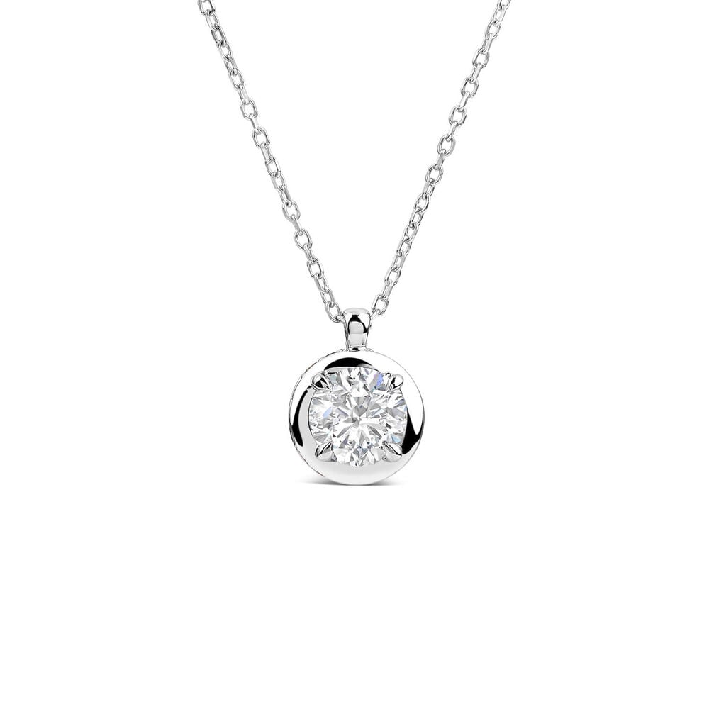 Born Orbit 9ct White Gold Lab Grown 0.82ct Round Diamond Pendant image number 0