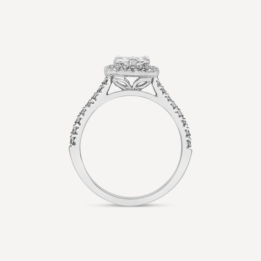 Born Platinum 1.40ct Lab Grown Pear Halo & Diamond Sides Ring image number 2