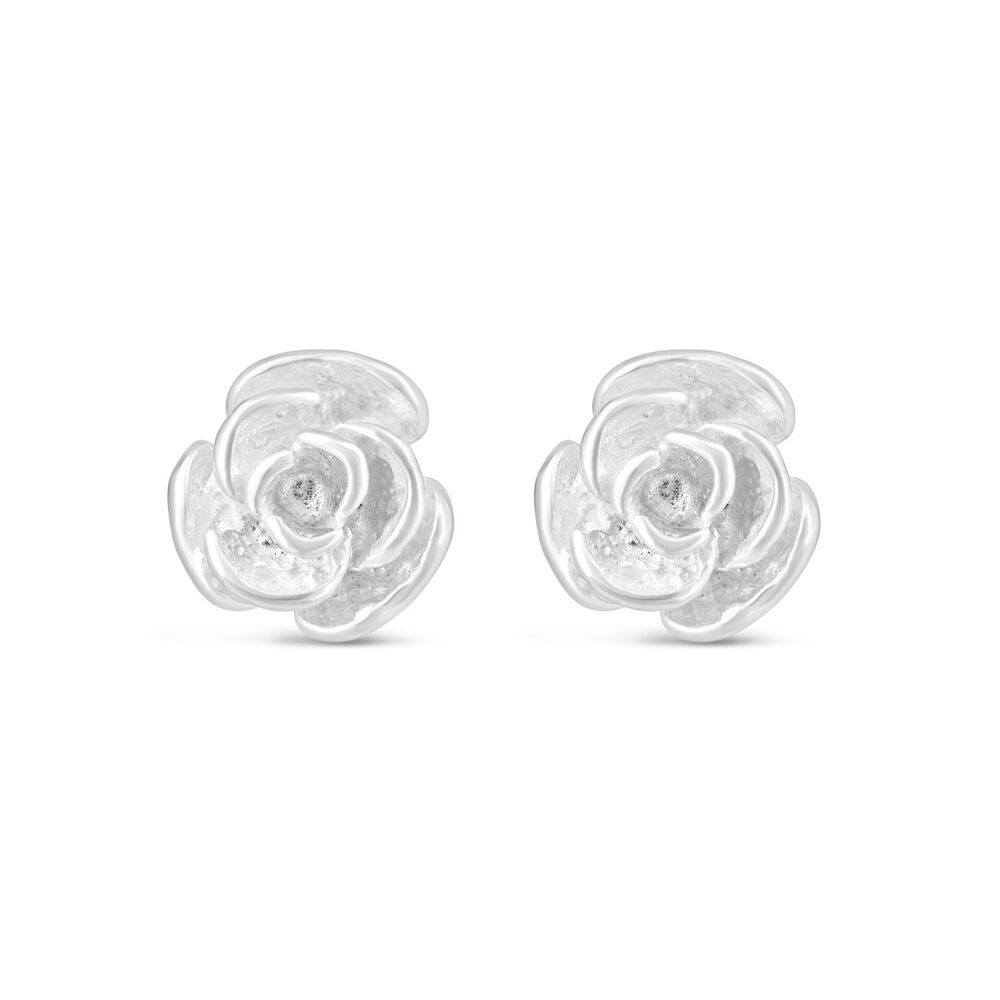 Sterling Silver Small Rose Stud Earrings image number 0