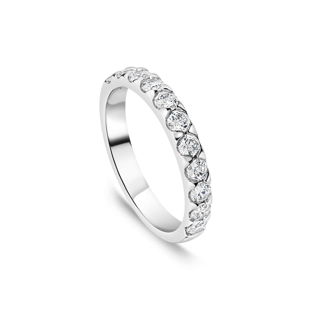 9ct White Gold 3mm 0.70ct Diamond Triangle Claw Wedding Ring- (Special Order) image number 0