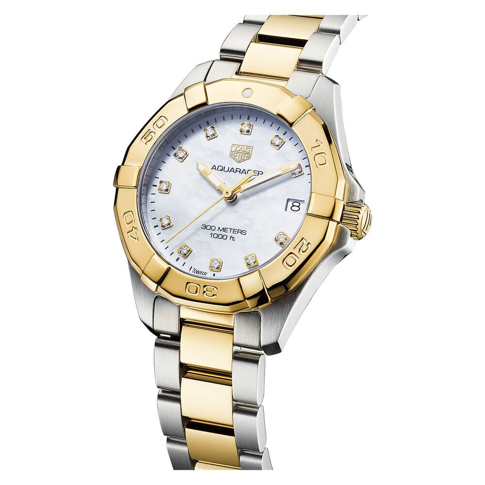 TAG Heuer Aquaracer 32mm Mother of Pearl Dial Steel & Yellow Gold Case Watch