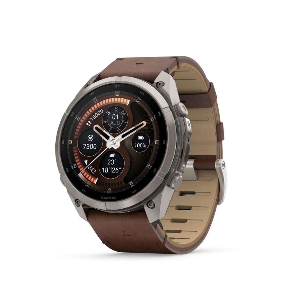 Garmin fenix 9 Pro 51mm Titanium Walnut Leather Strap Watch