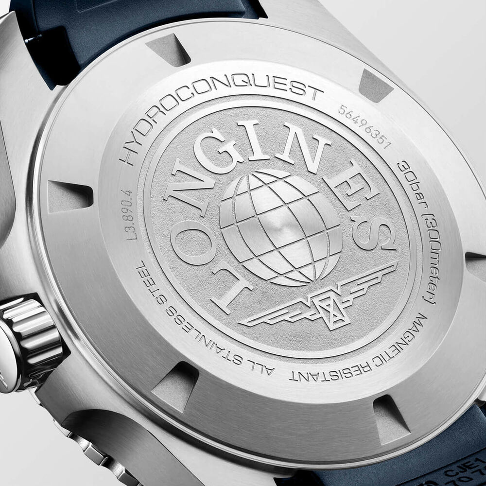 Longines Hydroconquest GMT 43mm Blue Dial Rubber Strap Watch image number 3