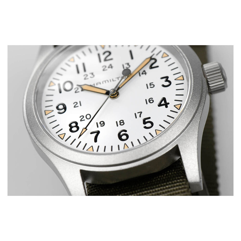 Hamilton Khaki Field Mechanical 38mm White Steel Case Textile Watch image number 5