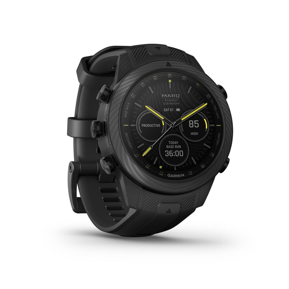 Garmin MARQ® Athlete (Gen 2) Carbon Edition 46mm Case Black Silicone Strap Watch image number 4