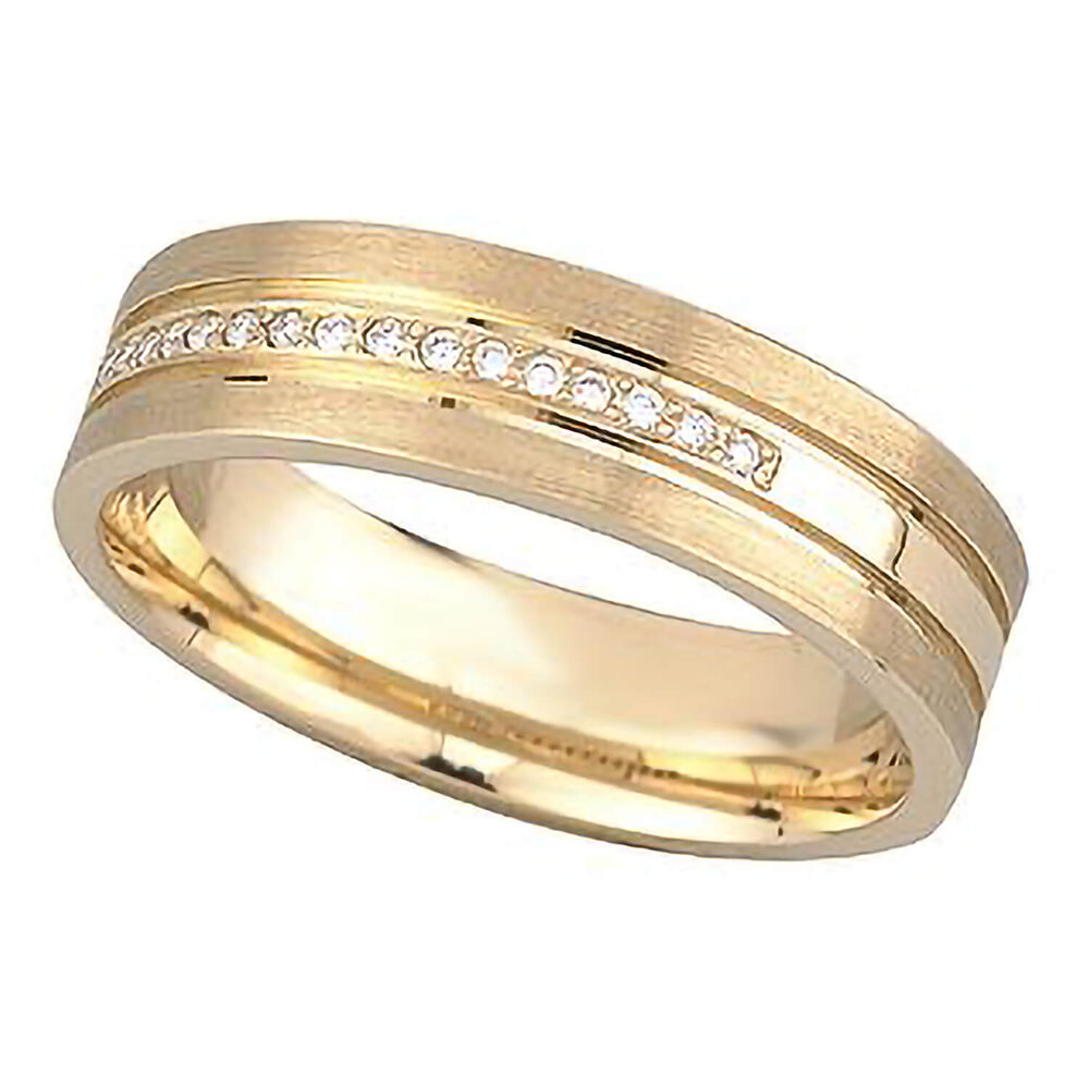 Men's 9ct gold diamond-set wedding ring