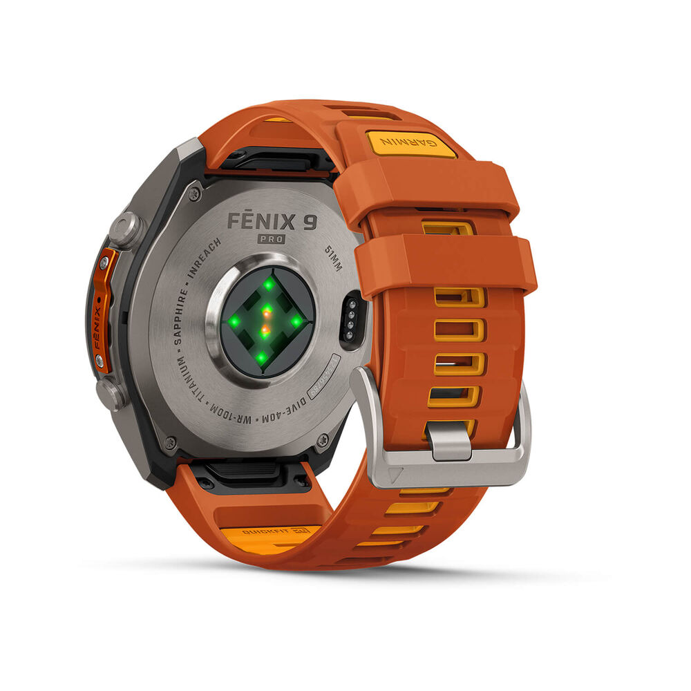 Garmin fenix 9 Pro 51mm Titanium Autumn Orange/Spark Orange Silicone Strap Watch