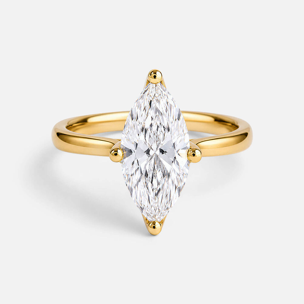 Born 18ct Yellow Gold 2.00ct Marquise Lab Grown Diamond Solitaire Ring