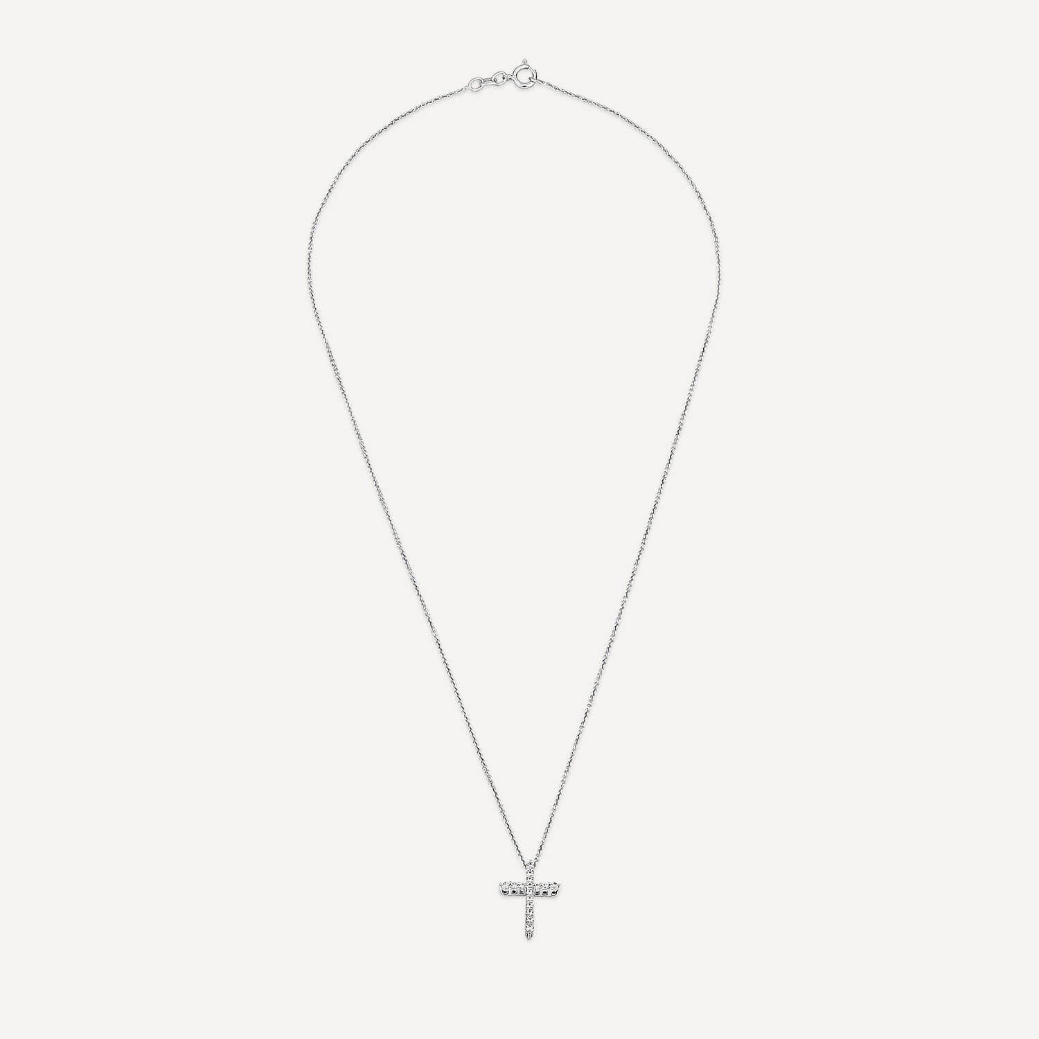 9ct White Gold 0.20ct Diamond Cross Pendant