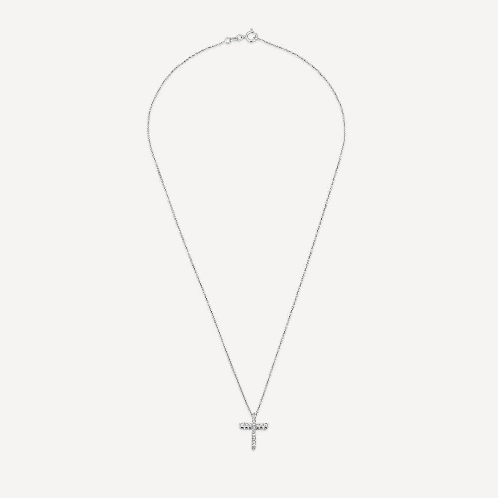 9ct White Gold 0.20ct Diamond Cross Pendant image number 2