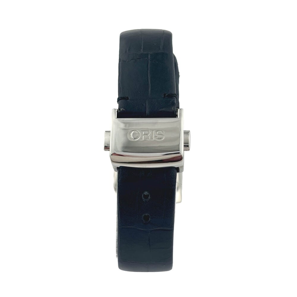 Pre-Owned Oris Rectangular Date Diamonds 25.9x37mm Black Dial Leather Strap Watch image number 3
